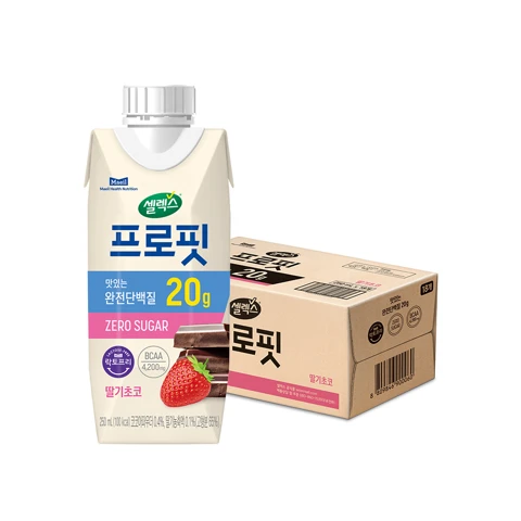 셀렉스 프로핏 맛있는 완전단백질 딸기초코 드링크 250ml x 18입
