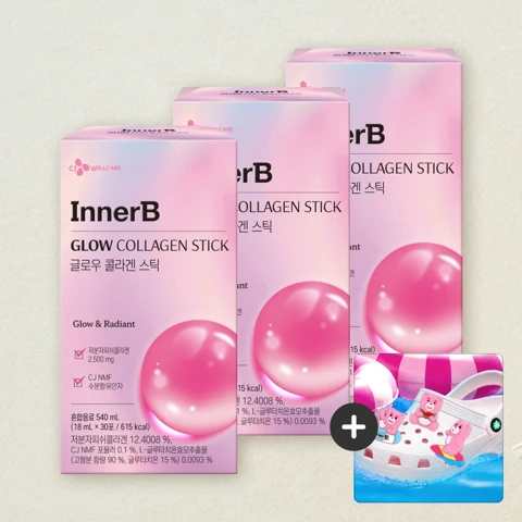 이너비 글로우 콜라겐 스틱 18ml(30포)X3개+[사은품]벨리곰 파츠
