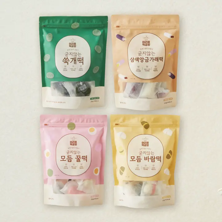아리울떡공방 굳지않는 떡 350g 4종 SET 1(꿀떡, 바람떡, 쑥개떡, 앙금가래떡)