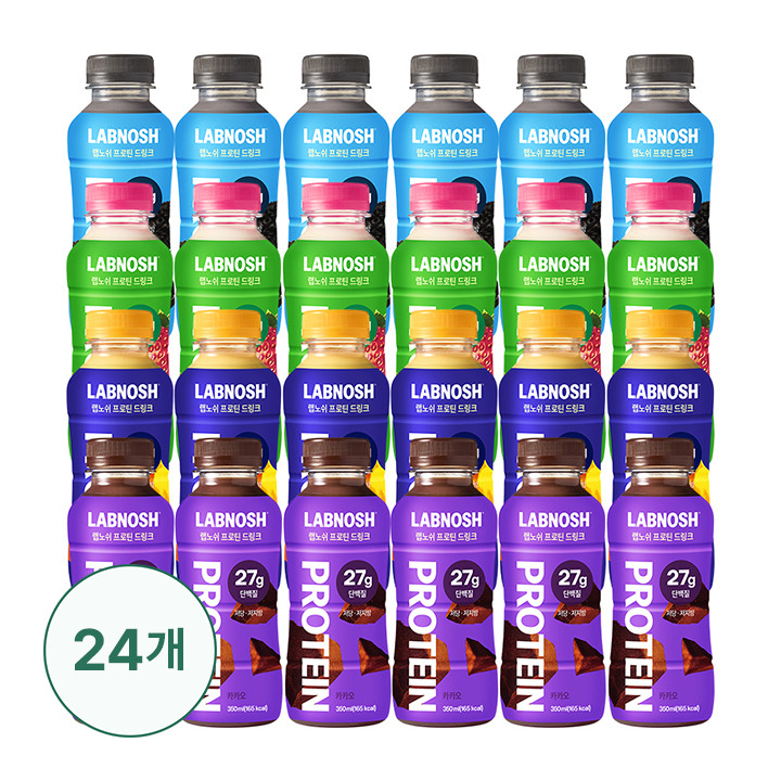 [행사]랩노쉬 프로틴 드링크 350ml, 4종(6x4) 혼합 1. 카카오+스트로베리+쿠키앤크림+바나나 (24개입)
