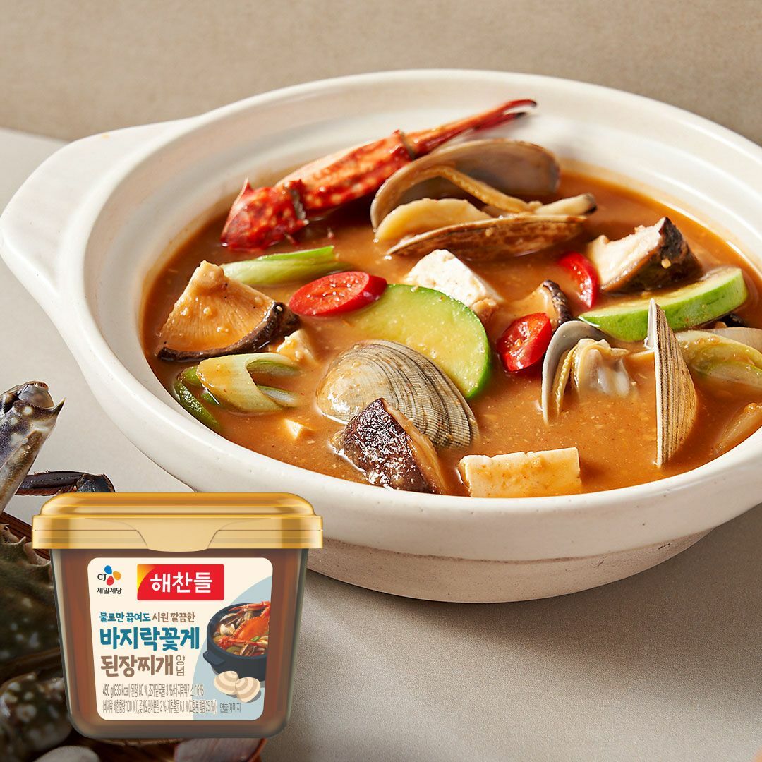 해찬들 물로만끓여도 시원깔끔한 바지락꽃게된장찌개양념 450g
