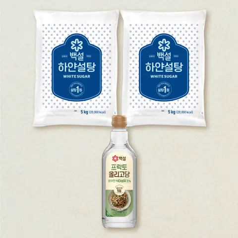 백설 하얀설탕 5kgX2개+프락토 올리고당 1.2kg (총 3개)