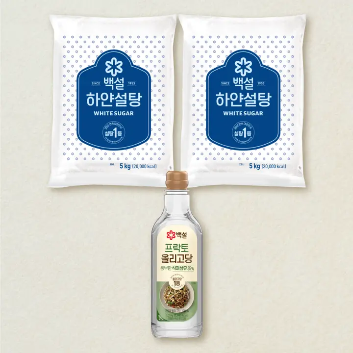 백설 하얀설탕 5kgX2개+프락토 올리고당 1.2kg (총 3개)