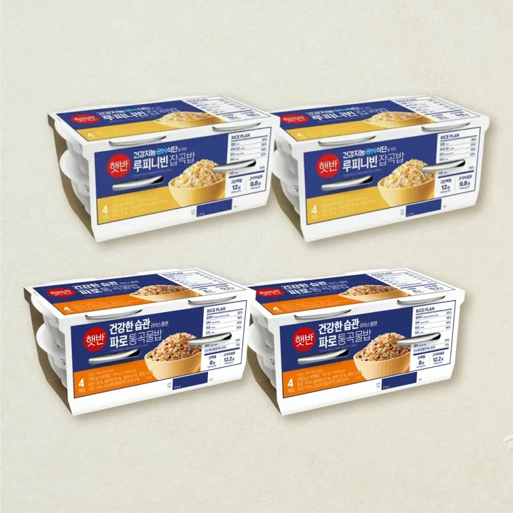 [콩콩단백세트] 햇반 라이스플랜 루피니핀잡곡밥190g*4번들x2개+파로통곡물밥190g*4번들x2개