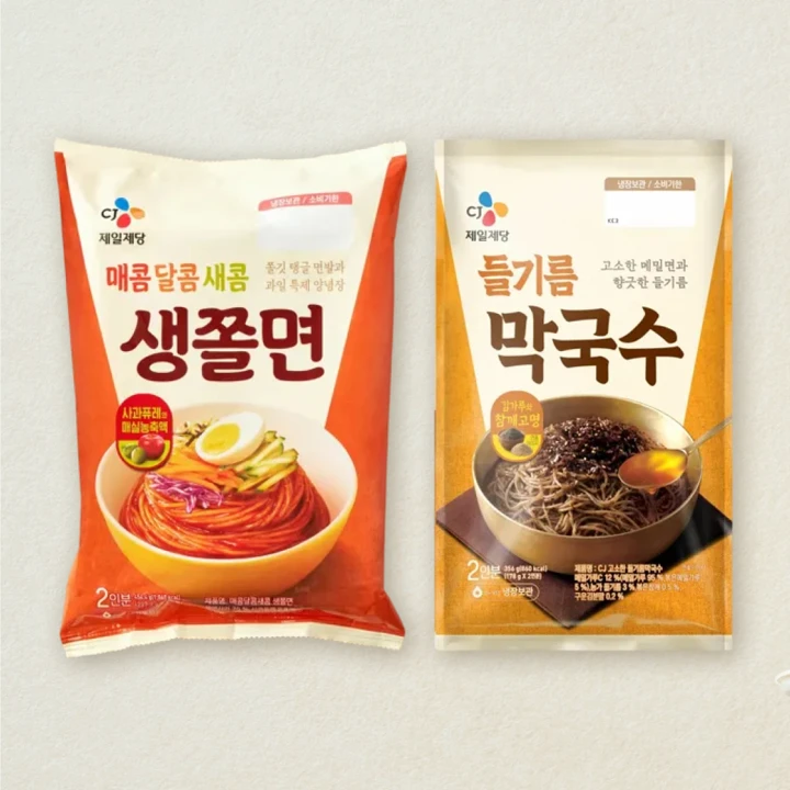 생쫄면 454g (2인분) + CJ들기름막국수 356g(2인분) (총 2개)
