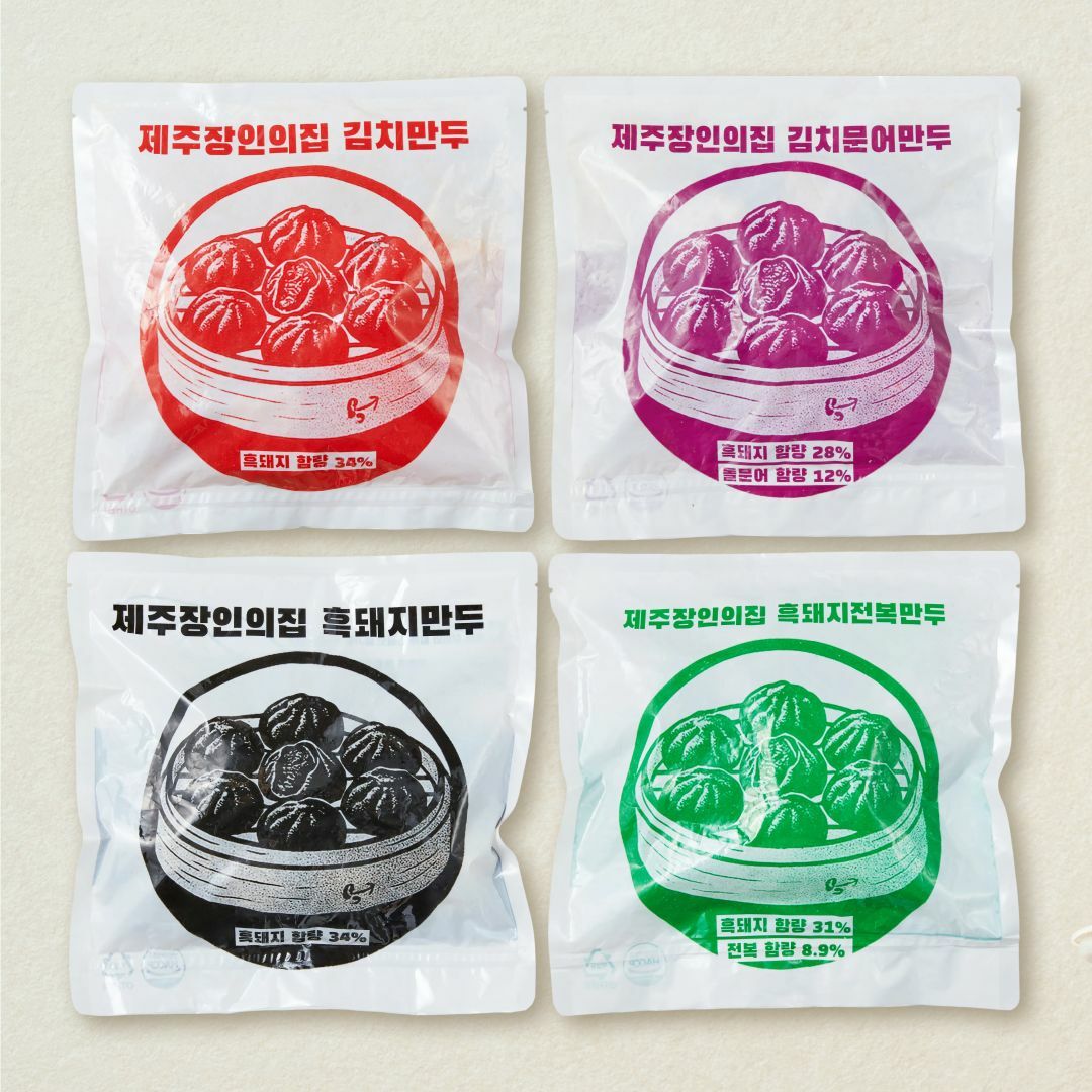 [CJ더마켓] 장인의집 4색만두 세트(김치,흑돼지,전복,문어)