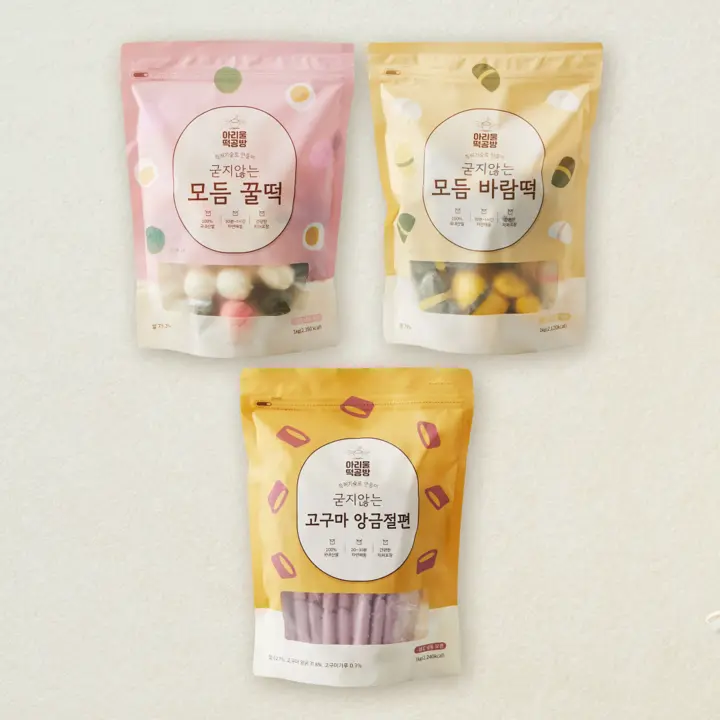 아리울떡공방 굳지않는 떡 1kg 3종 SET 1(꿀떡, 바람떡, 고구마앙금절편)(총 3개)