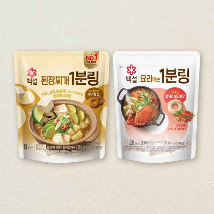 [꽃게된장찌개]백설 된장찌개 1분링 64g+1분링 꽃게와 보리새우 80g