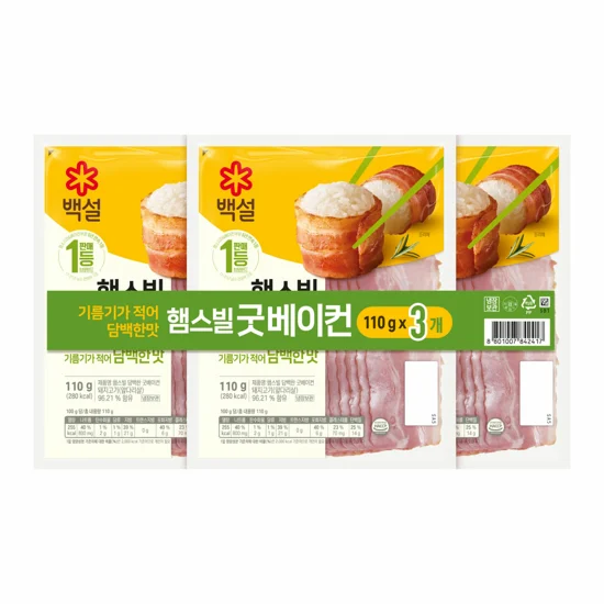 백설 햄스빌 굿베이컨 110g*3