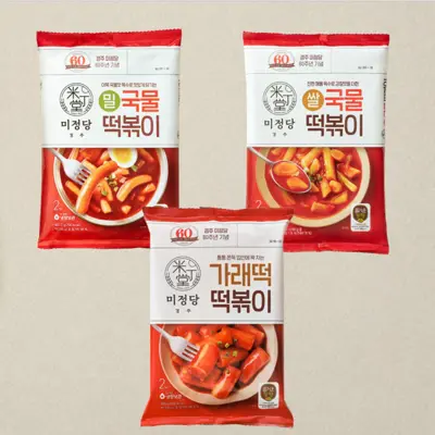 미정당 가래떡떡볶이 400g+밀 국물떡볶이+쌀 국물떡볶이 401.2g(총 3개)