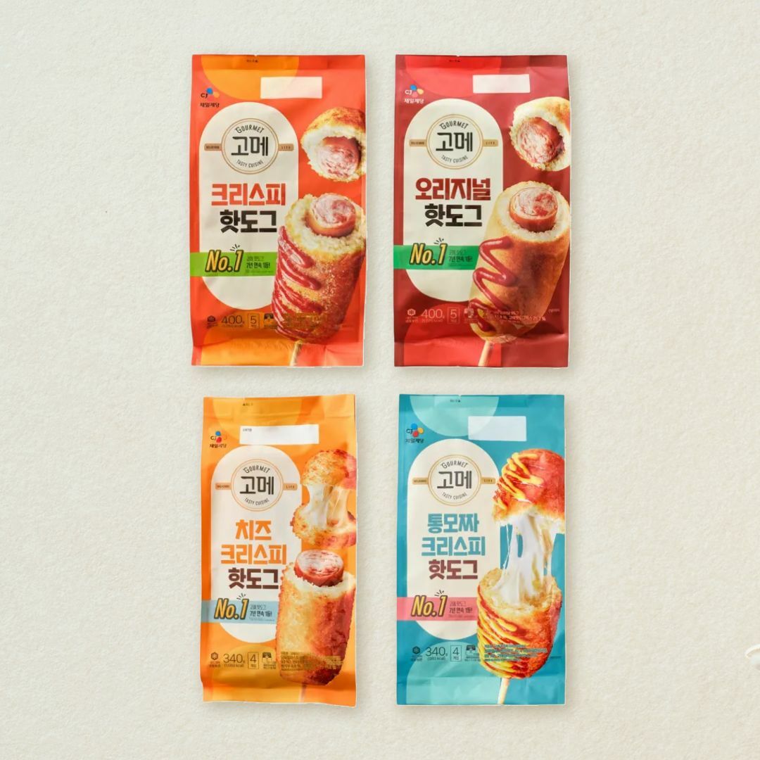 [CJ더마켓] [무료배송]고메 크리스피+오리지널400g+치즈크리스피+통모짜핫도그340g (총 4개)