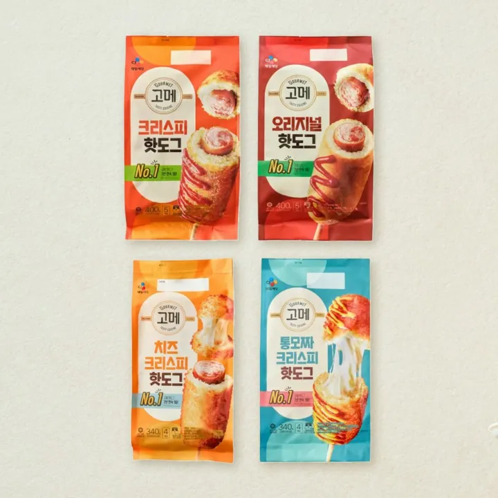 [무료배송]고메 크리스피+오리지널400g+치즈크리스피+통모짜핫도그340g (총 4개)