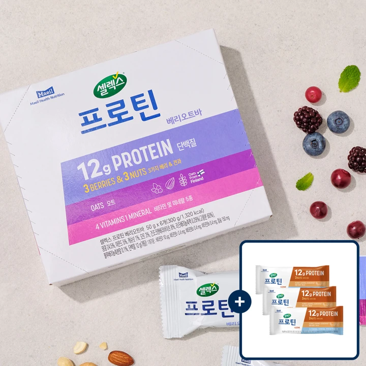 셀렉스 프로틴바 베리오트 50gx12개+[증정]셀렉스 프로틴바 너츠 50gX3개