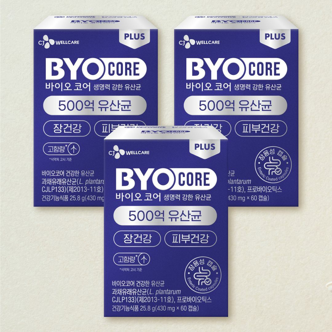[CJ더마켓] 부자유산균 바이오코어 500억 유산균 60캡슐(1개월)X3개