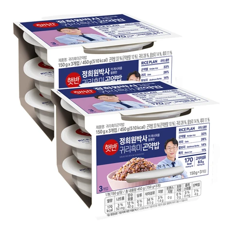 [200개한정]햇반 라이스플랜 흑미귀리 곤약밥 150gX3번들X2개(총6개)