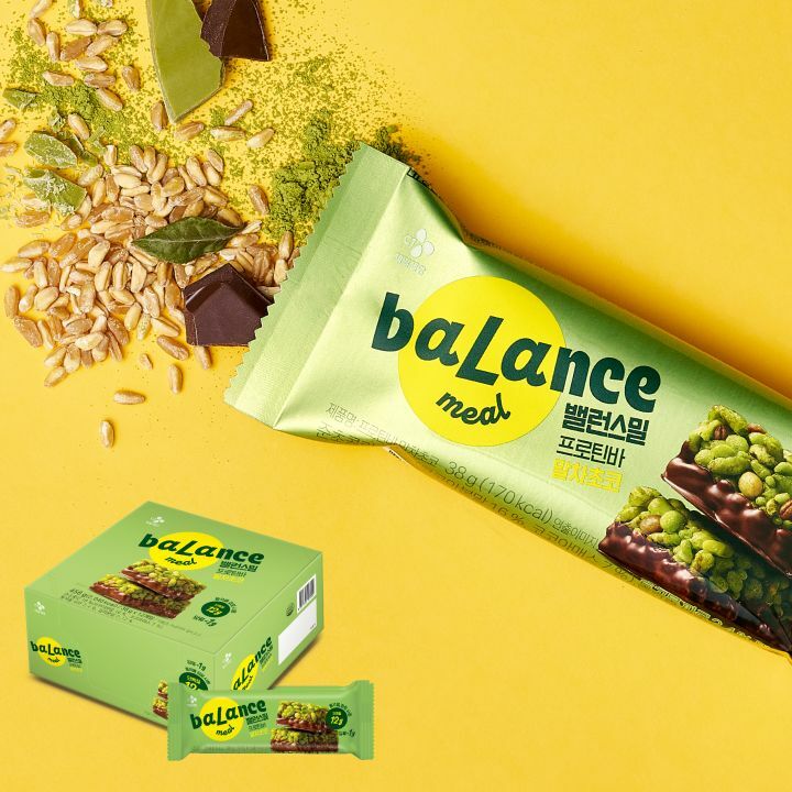 [CJ더마켓] [1+1]밸런스밀 프로틴바 말차초코 38gX12개