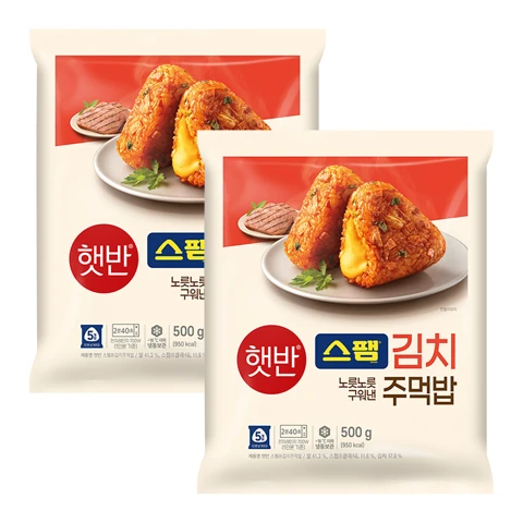 [500개한정] 햇반 스팸김치주먹밥 500gx2개