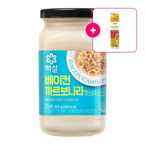 백설 베이컨까르보나라 파스타소스 355g+ [사은품]백설 파스타면 250g