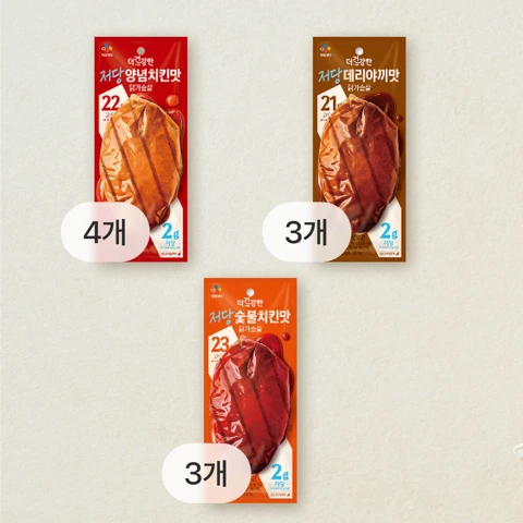 [무료배송]더건강한 저당 닭가슴살 120G (양념치킨맛X4개+숯불치킨맛X3개+데리야끼맛X3개) (총 10개)