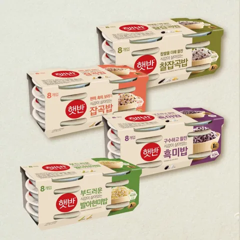 [햇반 샘플러]발아현미밥 210gX8개+잡곡밥 210gX8개+찰잡곡밥 210gX8개+흑미밥 210gX8개(총32개)