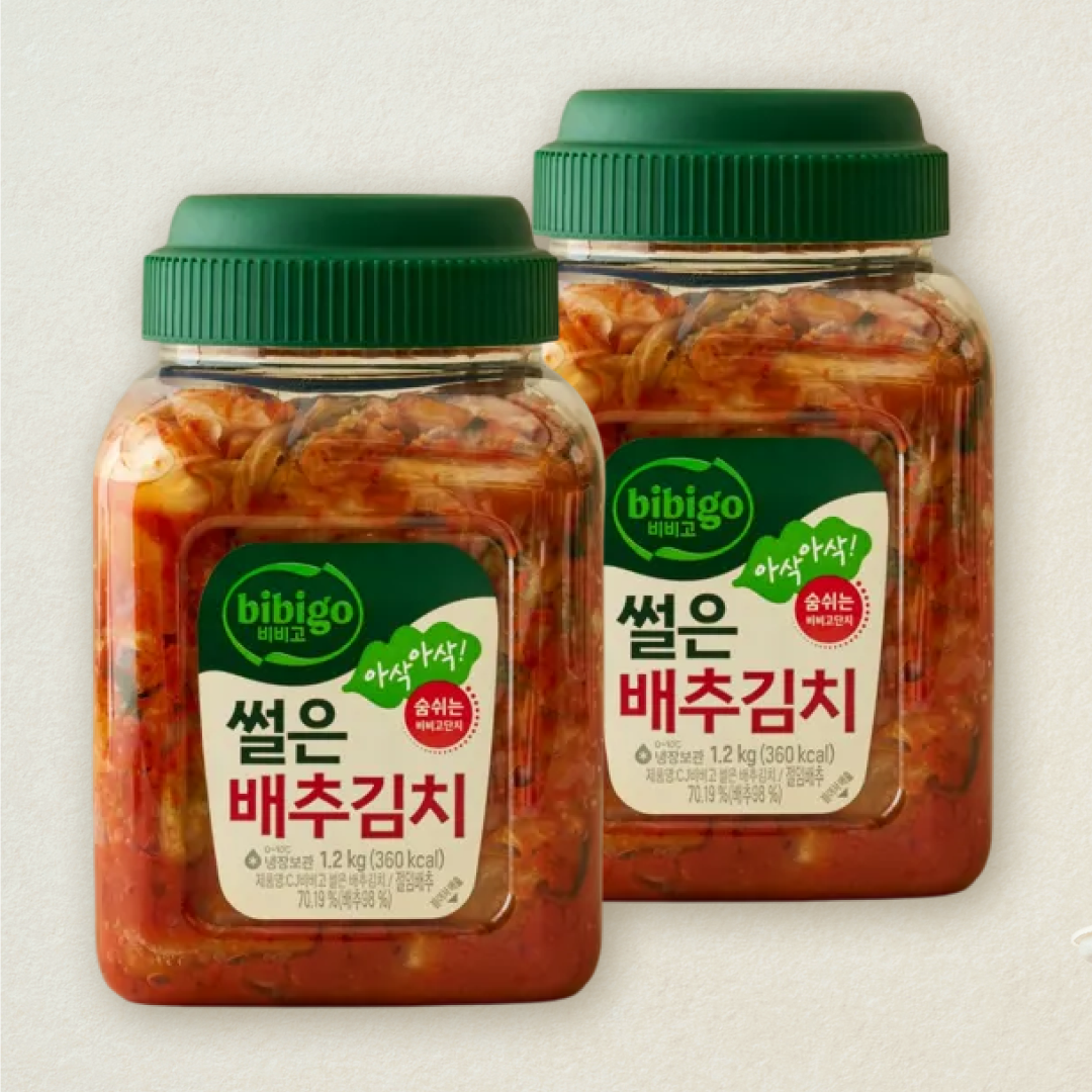 [CJ더마켓] [숨쉬는 용기]비비고 썰은배추김치1.2kg(용기형)X2개