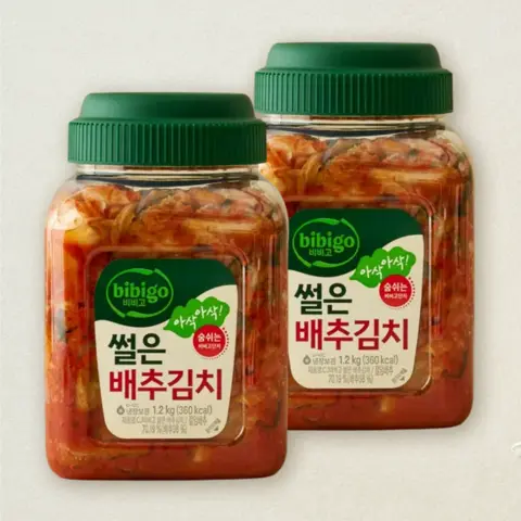 [숨쉬는 용기]비비고 썰은배추김치1.2kg(용기형)X2개