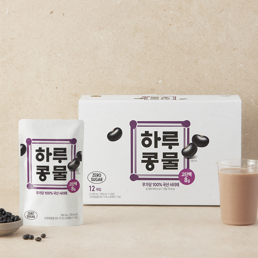 하루콩물 무가당 고단백 100% 국산 서리태 콩물두유 180ml, 12개