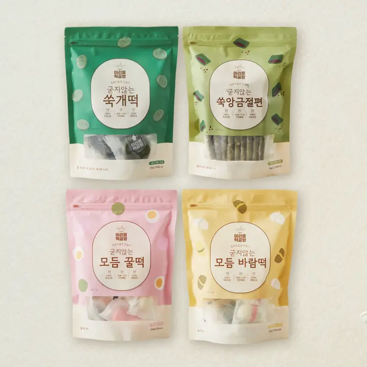 아리울떡공방 굳지않는 떡 350g 4종 SET 2(꿀떡, 바람떡, 쑥개떡, 쑥앙금절편)