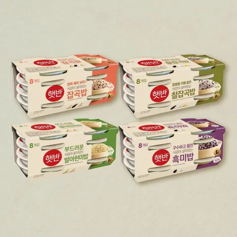 [햇반 샘플러]발아현미밥 210gX8개+잡곡밥 210gX8개+찰잡곡밥 210gX8개+흑미밥 210gX8개(총32개)