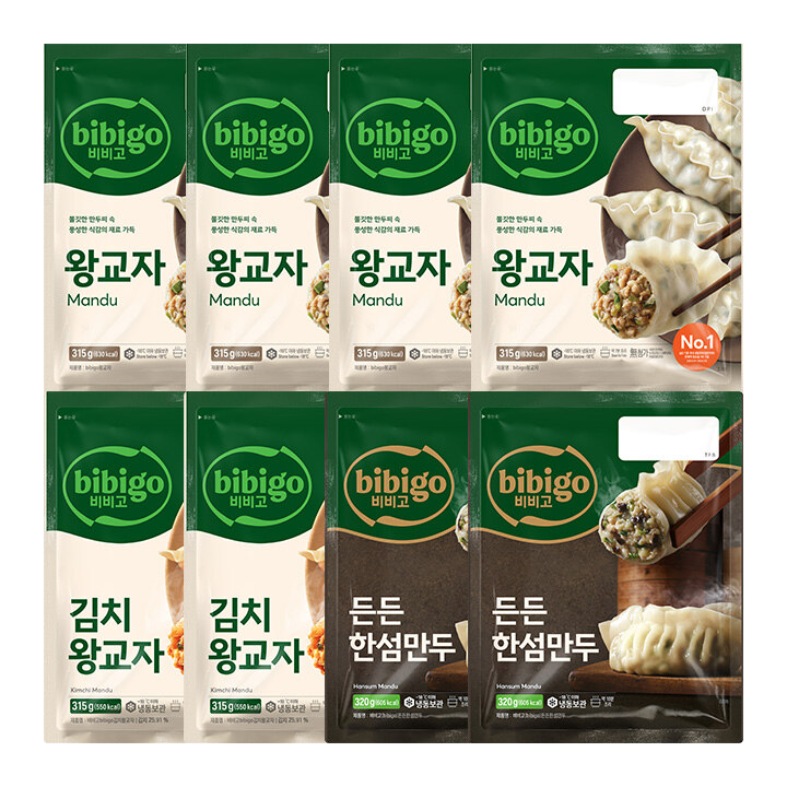 [만두세트]비비고 왕교자X4개+김치왕교자 315gX2개+든든한섬만두320gX2개 총 8개