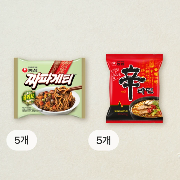농심 라면 10봉(신라면5, 짜파게티5)