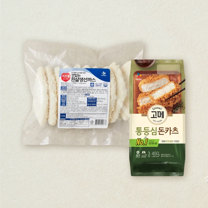 고메 통등심 돈카츠 450gX1개+이츠웰 흰살생선까스 800gX1개