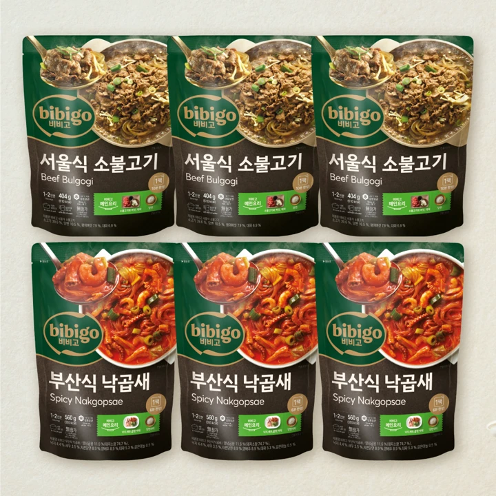 비비고 서울식소불고기404gX3개+부산식낙곱새560gX3개