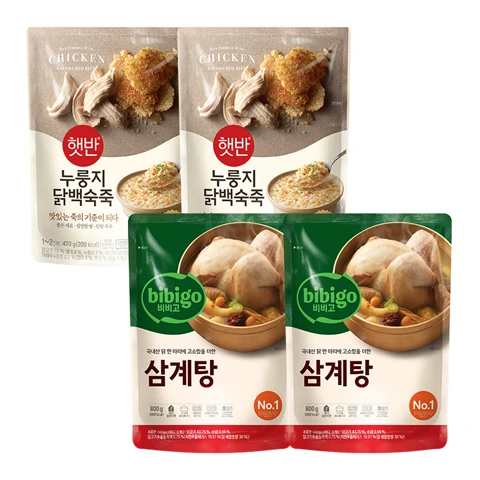 [든든보양 SET] 비비고 삼계탕X2개+누룽지닭백숙죽X2개