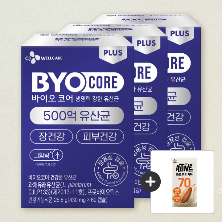 부자유산균 바이오코어 500억 유산균 60캡슐(1개월)X3개